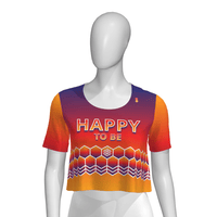 lookingperfect.fashion Happy To Be / T-shirt / Sunset LOOSE CROP TSHIRT (SHORT SLEEVE) - SUNSET 364